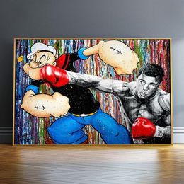 Modern graffiti art boxing match art decoration HD quality kindergarten kids children room picture room poster canvas painting224d