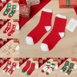 Women Socks Warm Christmas Velvet Sleeping Non-slip Plush Fluffy Floor Cotton Winter Carpet