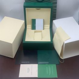 Quality Dark Green Watch Box Gift Case For Watches Booklet Printable Card Tag And Papers In English Swiss Top Men Watches Box247j