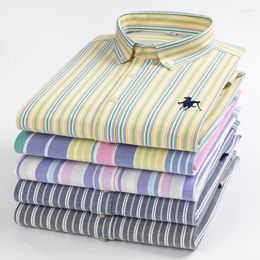 Men's Casual Shirts 2023 Short Sleeve Shirt Cotton Fashion Plaid Stripe Social Fit Formal Business Dress Plus Size S-7XL