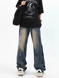 Men's Jeans Streetwear Pants Hip Hop Y2k Man Baggy Cargo Casual Woman Stacked Men Slim Flare Blue Clothing