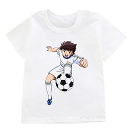 T-shirts Summer Anime Captain Tsubasa Le Petit Footballer Print Kids T-shirts Boys Cool T Shirt Cartoon Tees Children Versatile Tops 230422