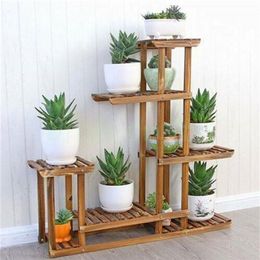 Yonntech Multi Tier Flower Plant Holder Stand Rack Wood Shelves balcony flower rack Plant stand Garden Bonsai Display Shelf C0125223i