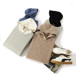 Men's Sweaters WOTEEWS S-XXXL Casual Loose 100 Pure Wool Hooded Sweater Knitted Long Sleeve Autumn And Winter Pullover