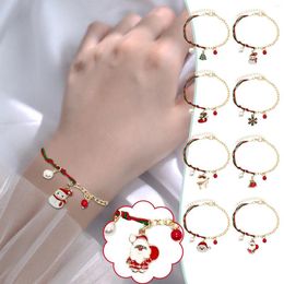 Charm Bracelets 2023 Christmas Jewellery With Santa Claus Tree Beads Leather Chain Fine For Women Gift