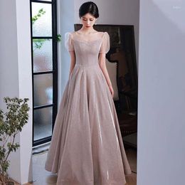 Party Dresses Evening Dress Elegant Short Sleeves Pleat Floor-Length V-Neck Simple Backless A-Line Plus Size Women Formal Gown C1631