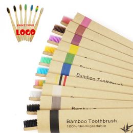 Toothbrush 510203050100pcs Eco Friendly Bamboo Resuable Toothbrushes Portable Child Wooden Soft Tooth Brush For Home Travel el Use 230421