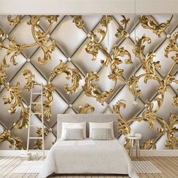 Custom Wallpaper 3D Soft Package Golden Pattern European Style Living Room TV Background Wall Papers Home Decor317e