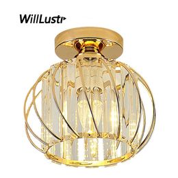 Creative Crystal Ceiling Lamp Square Round Lantern Glass Light Hotel Cafe Aisle Porch Balcony Black Gold Silver Metal Lighting