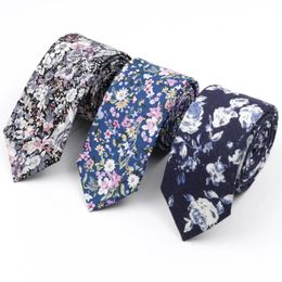 Bow Ties Floral Print Tie For Men Women Skinny Cotton Neck Wedding Casual Mens Neckties Suits Collar Gift Man