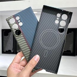 Magnetic Genuine Carbon Fibre Slim Case for Samsung Galaxy S23 Ultra Mag safe Matte Armour Back Cover