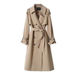 Women's Trench Coats Coat Autumn Winter Korean Classic Double Breasted University Style Loose Medium Length Female Clothing Tops 230421