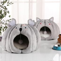 Cat Beds Cute Bed House Soft Warm Pet For Cats Dogs Winter Kitten Nest Deep Sleeping Cave Tent With Cushion Accessories