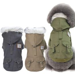 Dog Apparel Winter thickened dog jacket small cotton puppy clothing pet military uniform cat windproof 231121