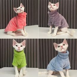 Костюмы для кошек, водолазка, свитер, пальто, зимняя теплая одежда без шерсти, пуловер из мягкого пуха, рубашка для мейн-куна, чихуахуа, одежда для домашних животных 231122