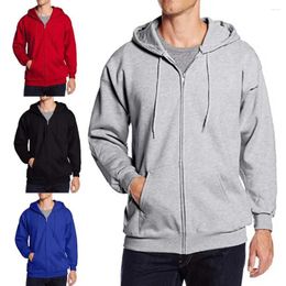 Men's Hoodies Men Jacket Drawstring Hoodie Hooded Long Sleeve Trendy Solid Colour Sweatshirt Male Clothing