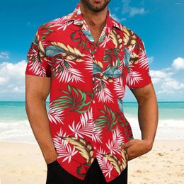 Men's Casual Shirts Mens Hawaii Shirt Spring Summer Blouses Beach Tops Tropical Lapel-neck Top Printed Short Sleeve Camisas