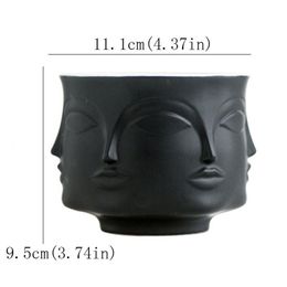 Nordic Man Face Ceramic Small Vase Flower Pot Succulents Orchid Indoor Planter Home Decor Creative Container Holder Cachepot Y2007304G