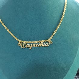 Pendant Necklaces Custom Movable Engraved Oval Name Necklace Women Men Child Jewellery Gold Colour Rope Chain Nameplate Friend Gifts 231122