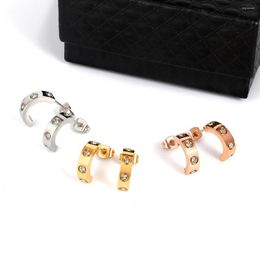 Stud Earrings FYSARA Luxury Jewellery C Shape Cross Screw Earring For Women And Men Titanium Steel Top Quality Lover Couple Gifts