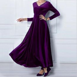 Casual Dresses Fall Winter Velvet Dress Women Elegant Long Sleeve Ball Gown Vintage Evening Party Fashion 2023 Female Robe