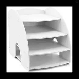 Kitchen Storage Desktop File Rack 4-Layer Folder Classification Finishing Home Office Classroom Paper Organiser White
