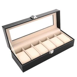 Storage Boxes Bins High End Pu Jewellery Holder Rec Wrist Watch Display Box With Glass Window Organiser Arrival 26Yc Bb Drop Deliver Dhskd