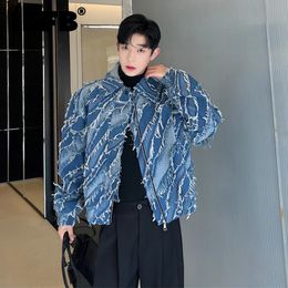 Men's Jackets IEFB Denim Jackets Trend Man Fashion Korean Style Personality Tassel Jean Coat Niche Design Casuall Outerwear 9C2140 231121