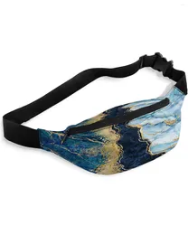 Waist Bags Abstract Blue Marble Packs For Women Waterproof Outdoor Sports Bag Unisex Crossbody Shoulder