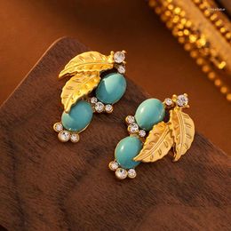 Dangle Earrings Romantic Vintage Leaves Earring Cubic Zirconia Jewellery For Women Classic Charm Accessories Delicate Exquisite Jewellery