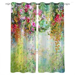 Curtain Flower Watercolor Vineman Rose Morning Glory Curtains For Living Room Children Bedroom Decoration Home Kitchen Windows Drapes