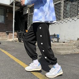 Men's Pants Harajuku Baggy Pencil Wide Leg Unisex Side Cartoon Printing Sweatpants All-match Ankle-Length Y2K Streetwear Fashion