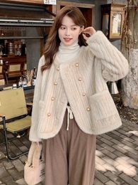 Women's Fur Faux Mink Velvet Coat Women Winter 2023 High-Grade Super Soft Plush Thickened Cotton-Padded