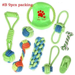 Pets dog Cotton Chews Knot Toys Colourful Durable Braided Bone Rope Combination Suit Funny cat289y