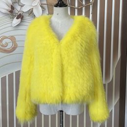 Women's Down Parkas Autumn Winter Women Double sided Fur Coat Thick 100 Natural Warm Jacket Handmade Knitted Luxury Full Sleev 231121