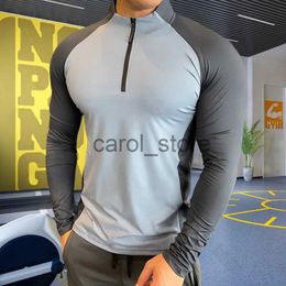 Men's T-Shirts Mens Fitness Trainer Training Tshirts Tops Gym Workout Compression Sweatshirt for Running Football Jersey High Collar Sportswear J231121