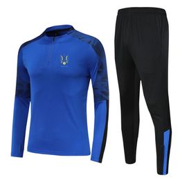 Ukraine Kids Size 4XS to 2Xl Running Tracksuits Sets Men Outdoor Football Suits Home Kits Jackets Pant Sportswear Hiking Soccer Tr318S
