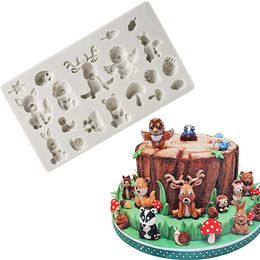 Baking Moulds Forest Animals Fondant Molds Zoo Animal Silicone Mold for Chocolate Candy Gum Paste Polymer Clay Resin Sugar Craft Cake Cupcake 230421
