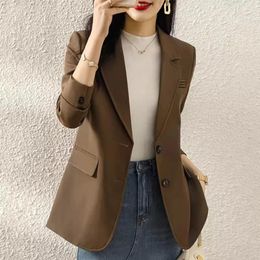 Women's Suits Coffee Coat Spring Autumn 2023 Suit Jacket With Lining Casual Ladies Blazer Black Pink Office Work Outerwear S-3XL