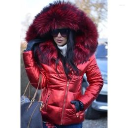 Women's Trench Coats Winter Warm Coat Slim Fit Wadded Parka Down Long Outwear Women Fashion Fur Hooded Jacket