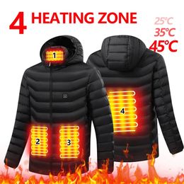 Men's Down Parkas Men 4 Zone Heating Jacket Winter Electric Heated Clothes Usb Charging Waterproof Windbreaker Heat Outdoor Skiing Coat S-2xl 231122