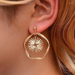 Dangle Earrings & Chandelier Fashion Sun Flower Geometric Irregular Circle For Women 2023 Drop Earing Modern Female JewelryDangle Kirs22