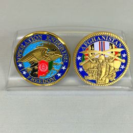 Afghnistan Operation Enduring Freedom Military Colorized Art Round Challenge Coin