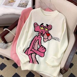 Women's Sweaters Autumn Winter European Version Long-Sleeve Knitted Pullover Cashmere Wool Cartoon Sweater Casual Loose Bottom