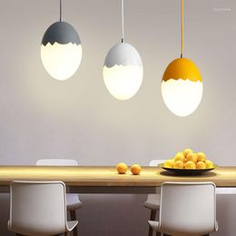 Pendant Lamps Modern Nordic Lights Macaron Eggshell Lamp Hanging Dining Living Room Home Decor Light Fixture Frosted Art Deco