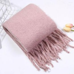 Scarves Tassel Decoration Scarf Cozy Solid Color Stylish Women's Winter Soft Cashmere Feel Neck Protection For Cold