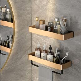 Bathroom Shelves Bathroom Shelf Wall Mounted Bathroom Storage Holder Corner Shelf Gold Black Aluminium Bath Shower Shelf Bathroom Accessories 230422