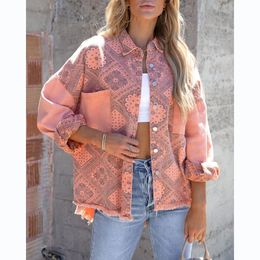 Women's Jackets Denim Jacket Women Personalised Autumn/Winter Irregular Twill Denim Print Coat Jackets for Women 231121