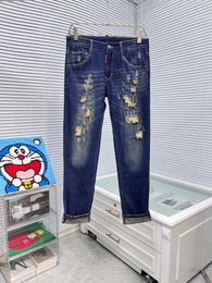 Fashion style brand mens jeans hole design pencil pants comfortable breathable stretch material luxury designer jeans