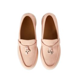 2024 Mule Loafers Suede Women Slippers Flats Loafers 100% real Suede Moccasin Size 35-45 luxury Designer Shoes Summer Slip-Ons Deep Ocra Babouche Charms Walk Linen 33